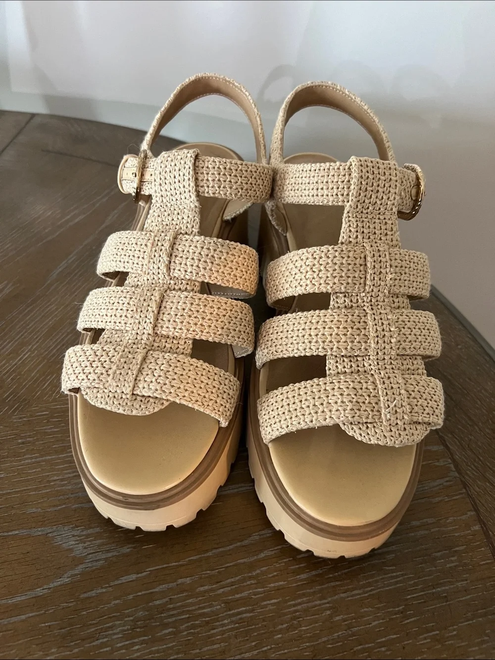 Universal Thread Neutral Woven Platform Sandals